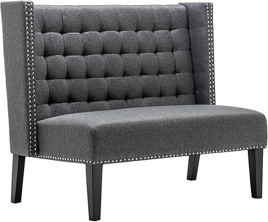 Upholstered Loveseat Bench with Back – Diamond Tufted Sofa Settee