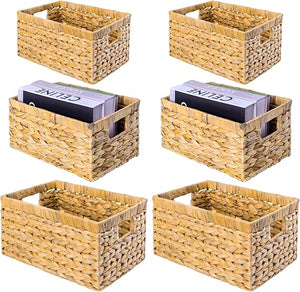 Water Hyacinth Storage Baskets – Handwoven Wicker Shelf Organizers