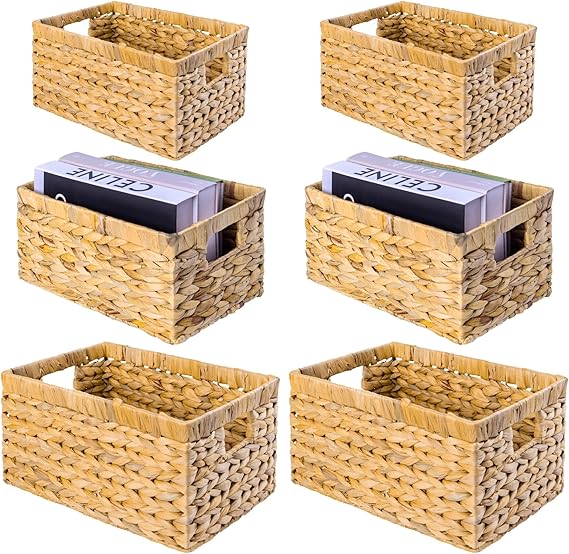 Water Hyacinth Storage Baskets – Handwoven Wicker Shelf Organizers