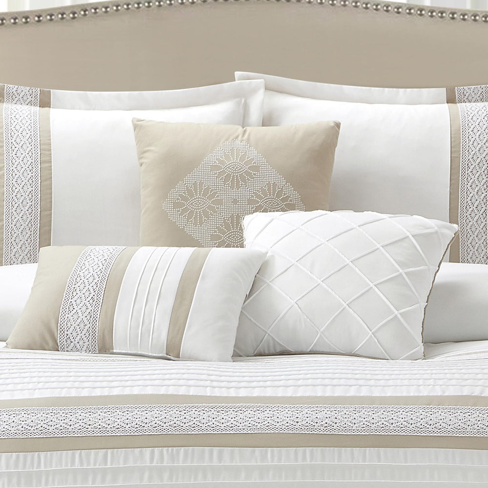 7-Piece Boho Comforter Set – Geometric Embroidery Microfiber Bedding