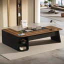 L-Shaped Executive Desk with Cabinet and Storage Shelves