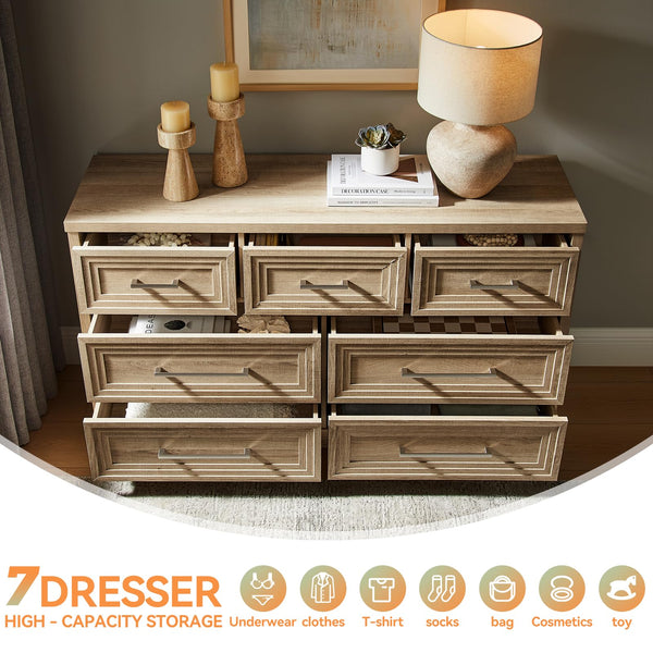 7-Drawer Dresser & Nightstand Set with Charging Station