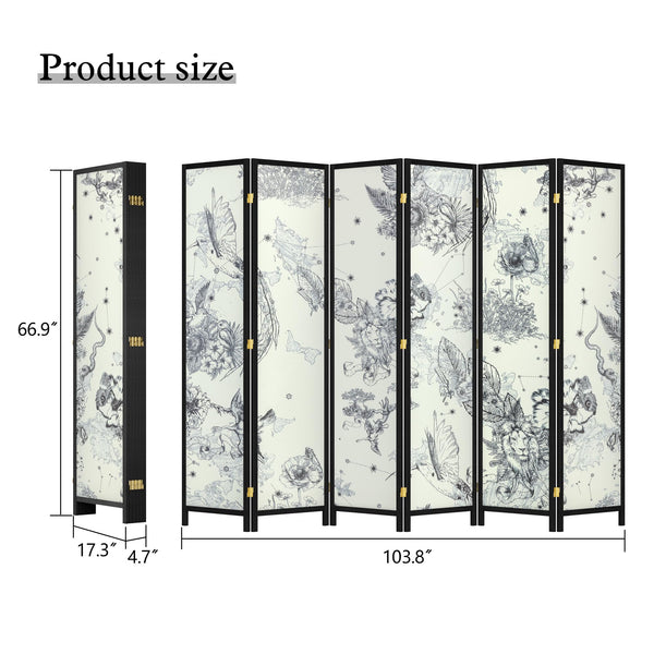 6-Panel Folding Room Divider