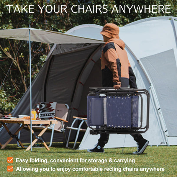 Zero Gravity Outdoor Lounge Chair Set of 2 with Cup Holder & Adjustable Pillow