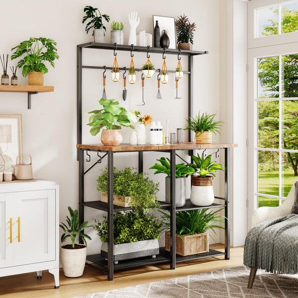 4-Tier Bakers Rack with Storage & Coffee Bar