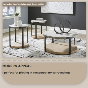 Round 3-Piece Occasional Table Set with Casters