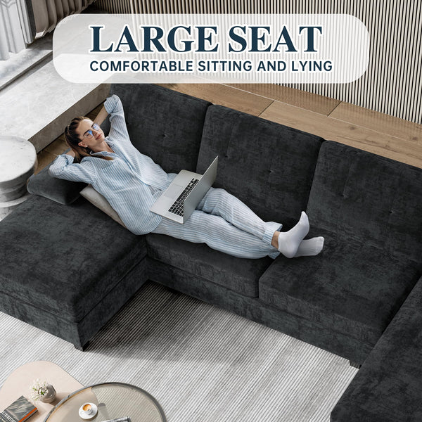 U-Shaped Sectional Sofa with Double Chaise – 4-Seat Living Room Couch