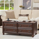 Farmhouse Coffee Table with 4 Drawers & Hidden Storage