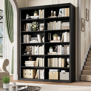 Extra Large Double Bookcase with 6 Shelves