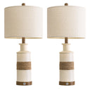 Boho Rattan Table Lamps Set of 2 with Touch Dimmer & USB Ports
