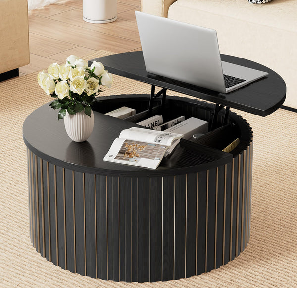 Round Lift Top Coffee Table with Storage