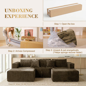 110" Modular Sectional Sofa with Ottoman