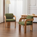 Boucle Dining Chairs Set of 2 with Cushion & Curved Arms