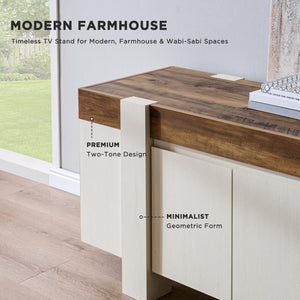 70" Farmhouse TV Stand with Storage Cabinet