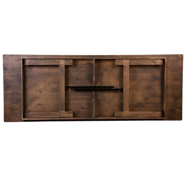 9FT Rustic Solid Pine Folding Farm Table — Seats 10