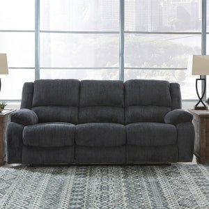 Dual Reclining Sofa with Pull Tab – Grey Chenille