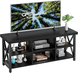 GreenForest TV Stand for TV up to 65 inches, Entertainment Center with 6 Storage Cabinet for Living Room, 55 inch Farmhouse Television Stands Console Table, TV Stands for Living Room, Walnut