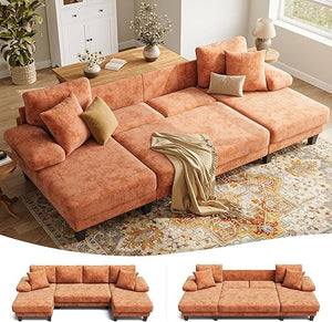 U-Shaped Convertible Sleeper Sofa with Pull-Out Bed