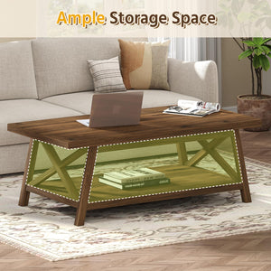 2-Tier Farmhouse Coffee Table with Storage