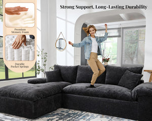 Oversized Modular Sectional Sofa – Grey Chenille