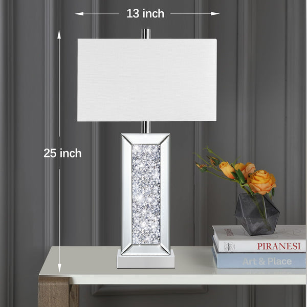 Mirrored Crystal Touch Table Lamps Set of 2 with USB Charging Ports
