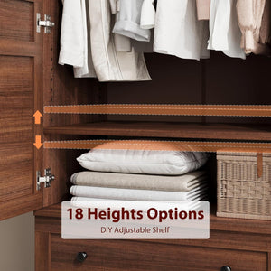 Armoire Wardrobe Cabinet with 2 Doors & 2 Drawers