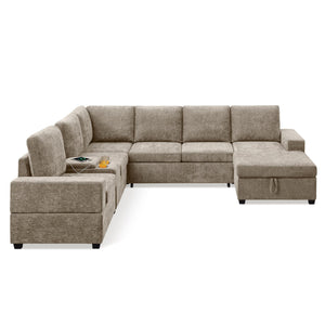 Modular Sectional Sofa with Pull-Out Bed & Storage