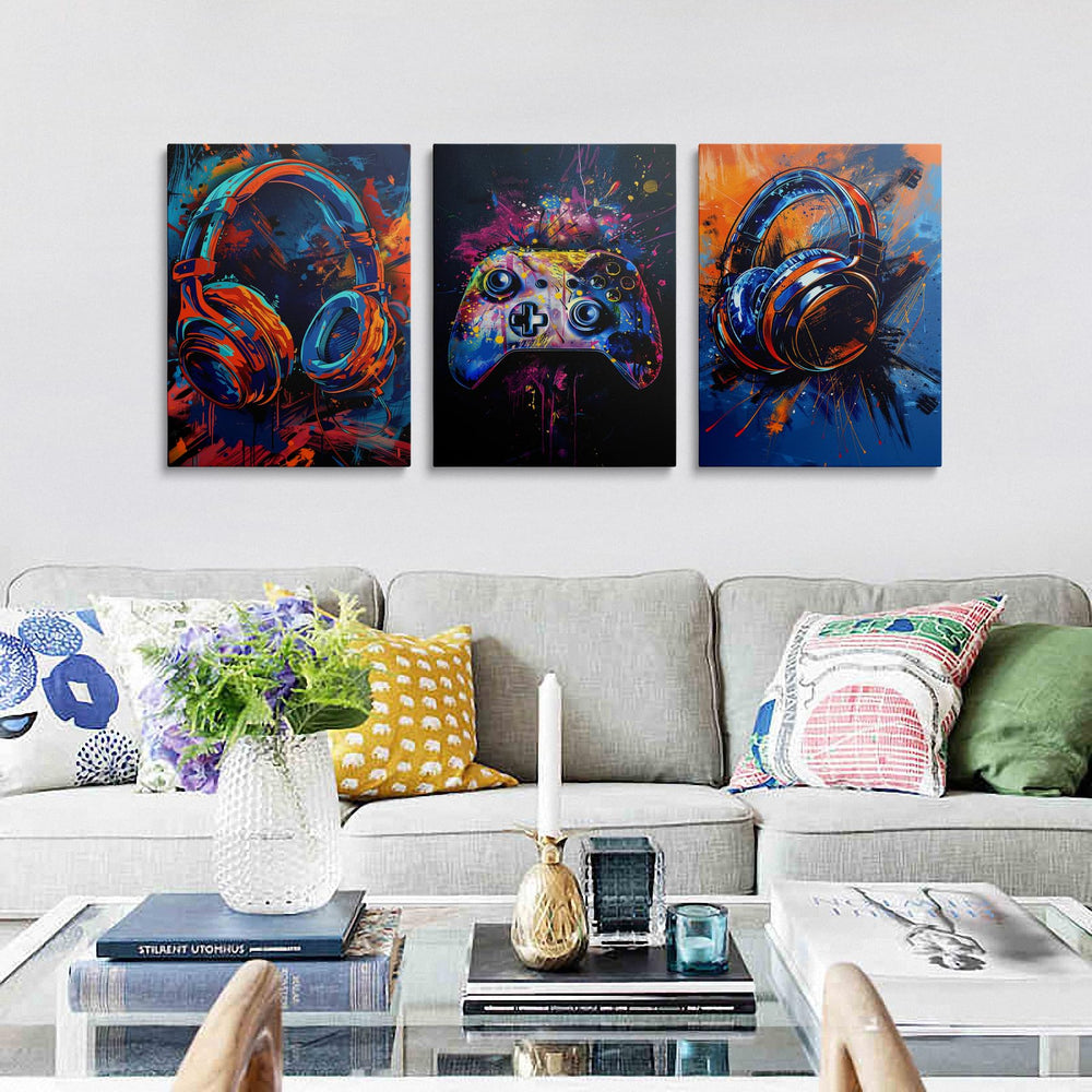 Gaming Canvas Wall Art 3-Piece Framed Set