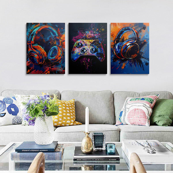 Gaming Canvas Wall Art 3-Piece Framed Set