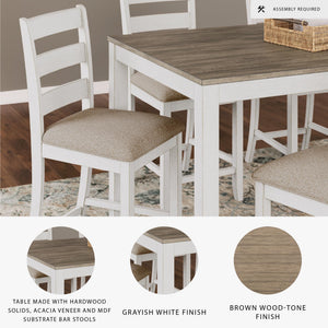 Counter Height Dining Table and Upholstered Bar Stools Set of 7
