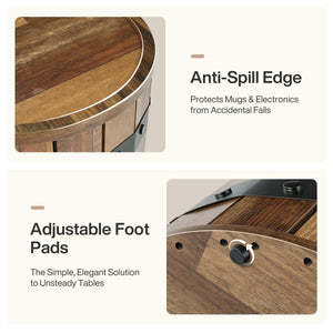 Farmhouse Barrel Side Table with Hidden Storage