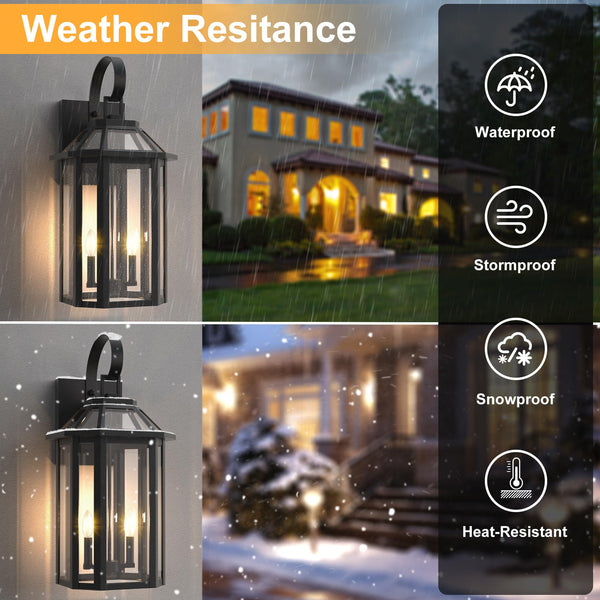 Outdoor Wall Sconce Light Fixture with Beveled Glass