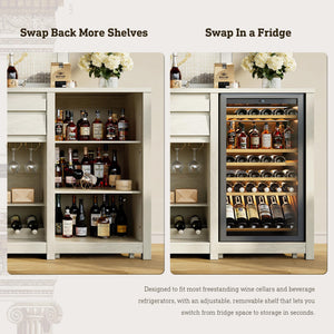 Extra Large Coffee Bar Cabinet with Fridge Space & Power Outlet