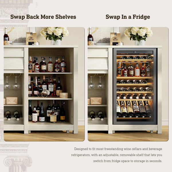 Extra Large Coffee Bar Cabinet with Fridge Space & Power Outlet