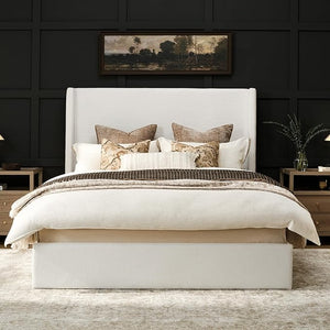 Queen/King Wingback Upholstered Platform Bed Frame