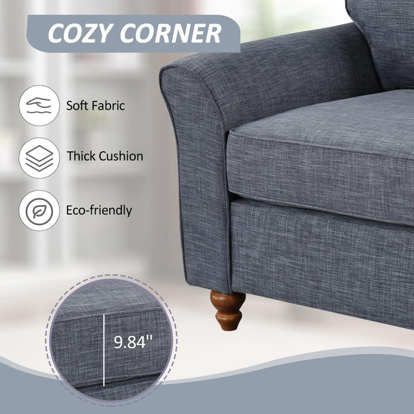 Modern Linen Loveseat Sofa – 2-Seat Upholstered Couch