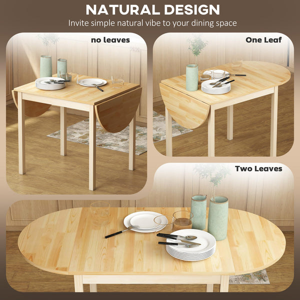 Drop Leaf Dining Table – Solid Wood, Seats 4–6