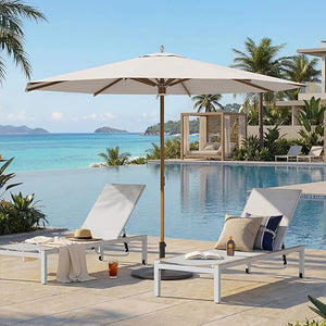 11 FT Round Patio Umbrella with Aluminum Ribs & Pulley Lift
