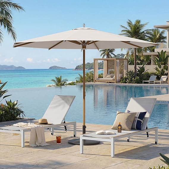 11 FT Round Patio Umbrella with Aluminum Ribs & Pulley Lift