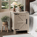 Farmhouse Nightstand with Charging Station & Sliding Barn Door