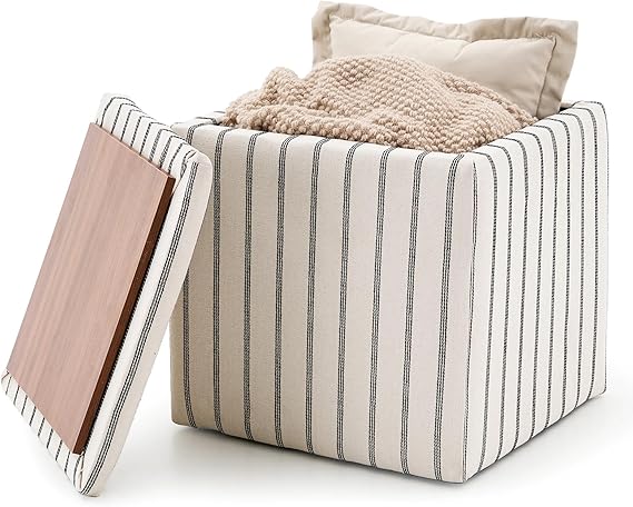 Storage Ottoman with Detachable Tray