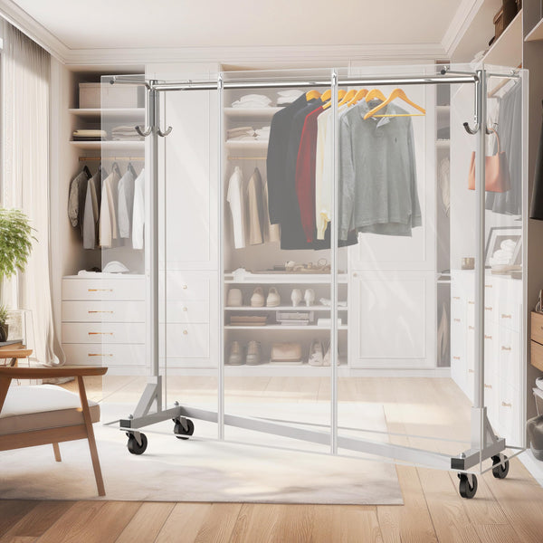 Industrial Z-Base Garment Rack with Cover, 500 lb Capacity