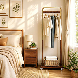 Freestanding Clothes Rack with Wheels