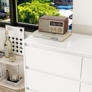 9-Drawer Horizontal Wood Dresser – White