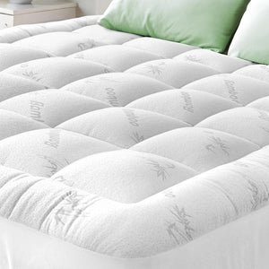 Bamboo Viscose Cooling Mattress Topper – Pillow Top, Deep Pocket, Machine Washable