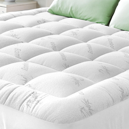 Bamboo Viscose Cooling Mattress Topper – Pillow Top, Deep Pocket, Machine Washable