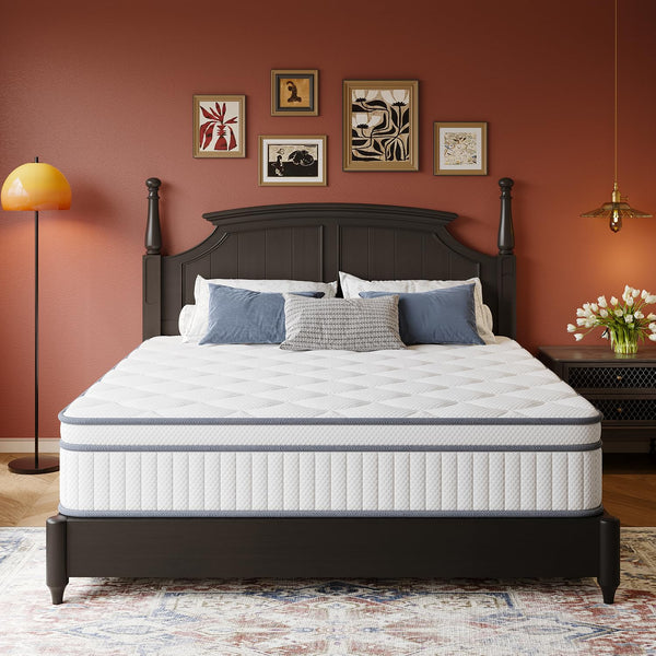 Hybrid Mattress with Cooling Gel Memory Foam & Pocket Springs – Full, Queen, King