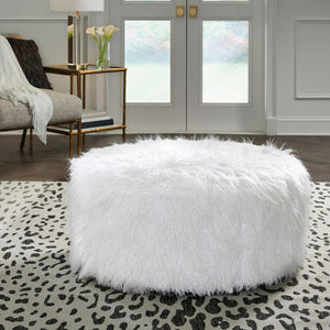 Faux Fur Oversized Accent Ottoman