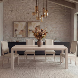 Extendable Dining Table Set with Upholstered Chairs, Off-White