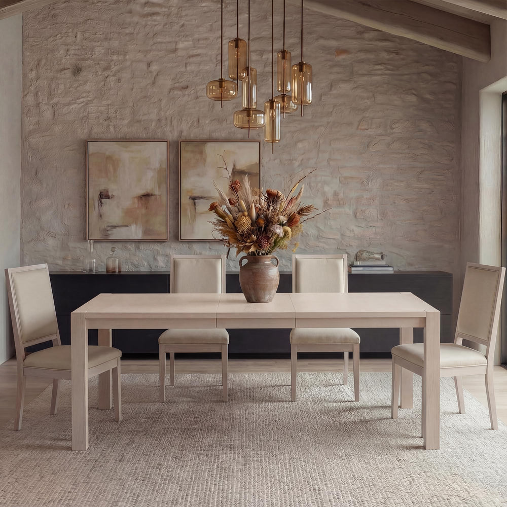 9-Piece Extendable Dining Table Set with 8 Upholstered Chairs